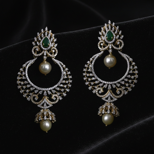 Polki Studs Polki Earrings Cocktail Earrings Diamond Studs Diamond Earrings Simple Studs Pearl Studs 925 Silver Earrings Silver Jewelry - SHABURIS