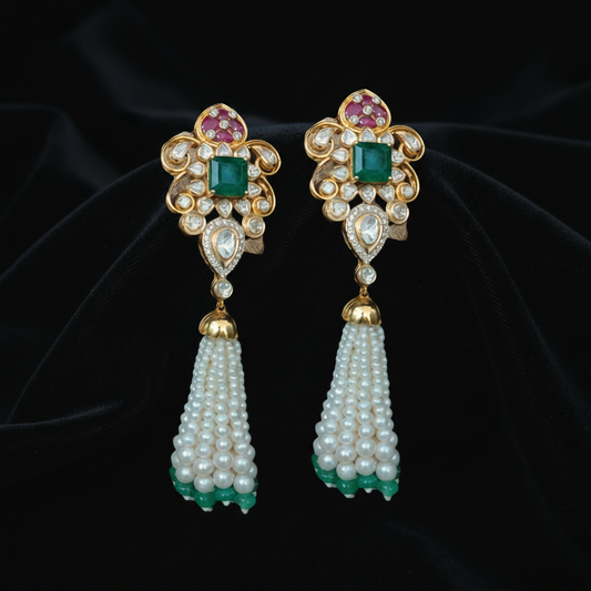 Polki Studs Polki Earrings Cocktail Earrings Diamond Studs Diamond Earrings Simple Studs Pearl Studs 925 Silver Earrings Silver Jewelry - SHABURIS