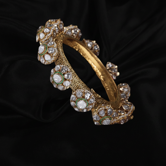 Pure Silver jewelry Indian ,polki diamond bangle Indian jewelry,Indian jadau ,Indian Wedding Jewelry,pure Silver jewelry-NIHIRA-SHABURIS