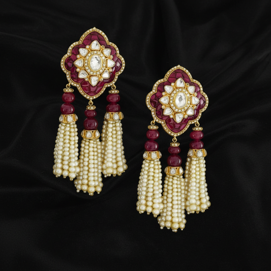 Polki Studs Polki Earrings Cocktail Earrings Diamond Studs Diamond Earrings Simple Studs Pearl Studs 925 Silver Earrings Silver Jewelry - SHABURIS