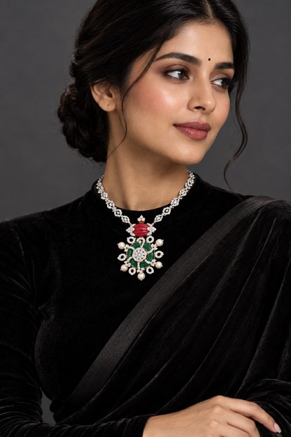 Latest Indian Jewelry,Pure Silver jewelry Indian ,coral pendent,charm jewelry,Indian Bridal,Indian Wedding Jewelry-NIHIRA-SHABURIS
