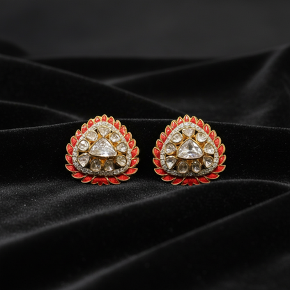Polki Studs Polki Earrings Cocktail Earrings Diamond Studs Diamond Earrings Simple Studs Pearl Studs 925 Silver Earrings Silver Jewelry - SHABURIS