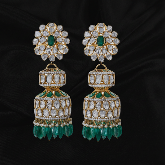 Polki Studs Polki Earrings Cocktail Earrings Diamond Studs Diamond Earrings Simple Studs Pearl Studs 925 Silver Earrings Silver Jewelry - SHABURIS