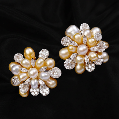 Polki Studs Polki Earrings Cocktail Earrings Diamond Studs Diamond Earrings Simple Studs Pearl Studs 925 Silver Earrings Silver Jewelry - SHABURIS