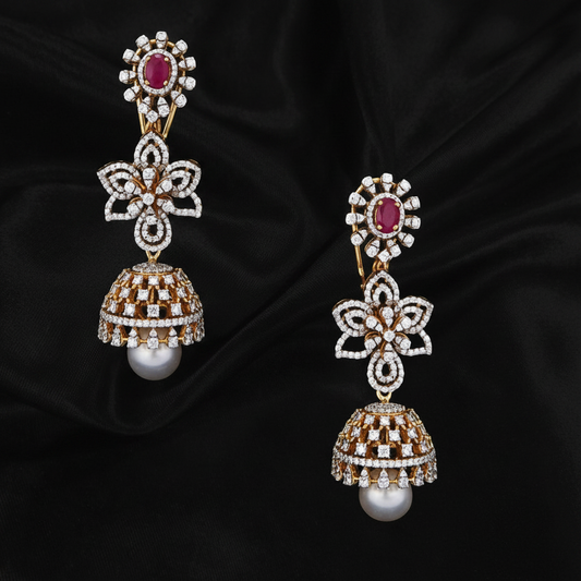 Polki Studs Polki Earrings Cocktail Earrings Diamond Studs Diamond Earrings Simple Studs Pearl Studs 925 Silver Earrings Silver Jewelry - SHABURIS