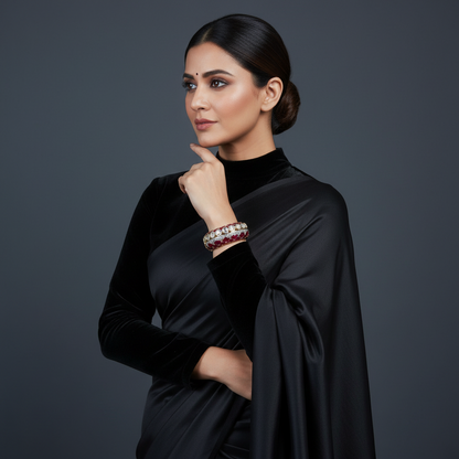 Polki bangle Pure Silver jewelry Indian ,diamond bangles ,Indian gold jewelry designs diamond jewelry look a like  - SHABURIS