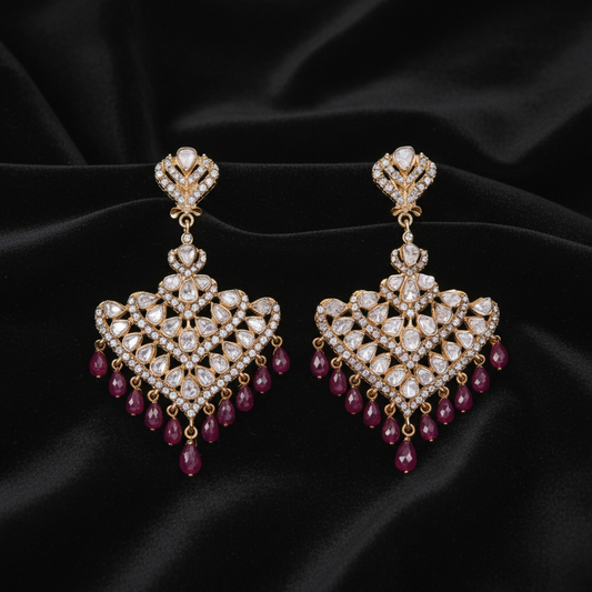 Polki Studs Polki Earrings Cocktail Earrings Diamond Studs Diamond Earrings Simple Studs Pearl Studs 925 Silver Earrings Silver Jewelry - SHABURIS