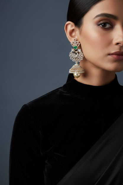 Polki Studs Polki Earrings Cocktail Earrings Diamond Studs Diamond Earrings Simple Studs Pearl Studs 925 Silver Earrings Silver Jewelry - SHABURIS