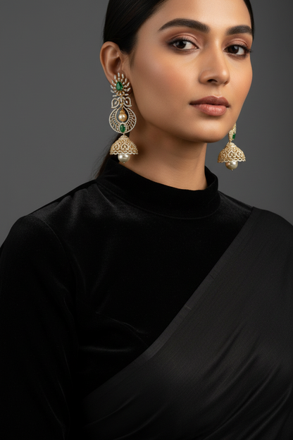 Polki Studs Polki Earrings Cocktail Earrings Diamond Studs Diamond Earrings Simple Studs Pearl Studs 925 Silver Earrings Silver Jewelry - SHABURIS