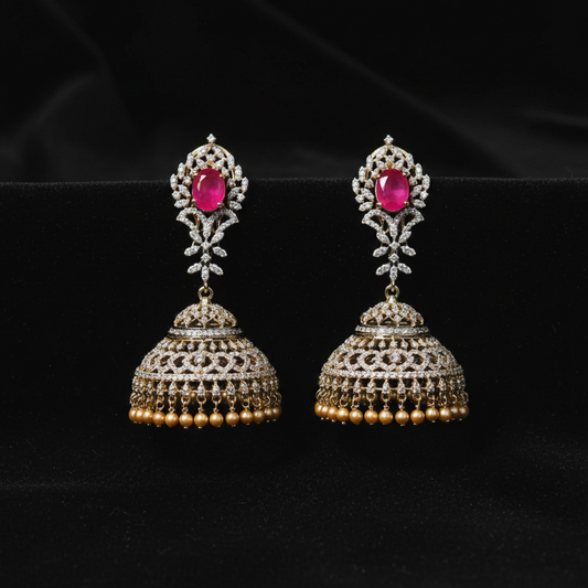 Polki Studs Polki Earrings Cocktail Earrings Diamond Studs Diamond Earrings Simple Studs Pearl Studs 925 Silver Earrings Silver Jewelry - SHABURIS