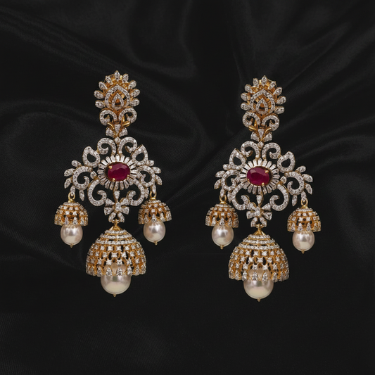 Polki Studs Polki Earrings Cocktail Earrings Diamond Studs Diamond Earrings Simple Studs Pearl Studs 925 Silver Earrings Silver Jewelry - SHABURIS