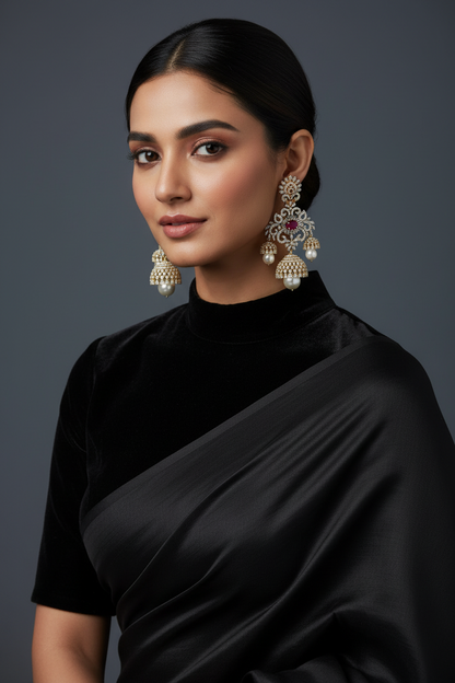 Polki Studs Polki Earrings Cocktail Earrings Diamond Studs Diamond Earrings Simple Studs Pearl Studs 925 Silver Earrings Silver Jewelry - SHABURIS