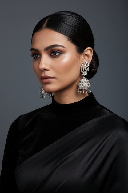 Polki Studs Polki Earrings Cocktail Earrings Diamond Studs Diamond Earrings Simple Studs Pearl Studs 925 Silver Earrings Silver Jewelry - SHABURIS