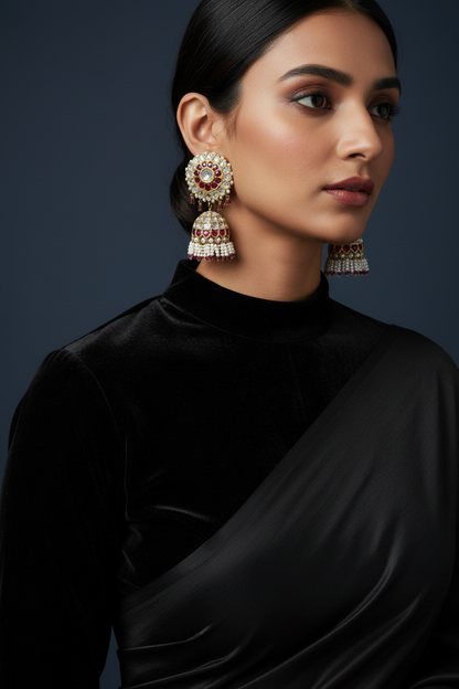 Polki Studs Polki Earrings Cocktail Earrings Diamond Studs Diamond Earrings Simple Studs Pearl Studs 925 Silver Earrings Silver Jewelry - SHABURIS