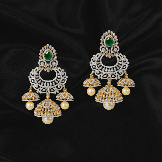Polki Studs Polki Earrings Cocktail Earrings Diamond Studs Diamond Earrings Simple Studs Pearl Studs 925 Silver Earrings Silver Jewelry - SHABURIS