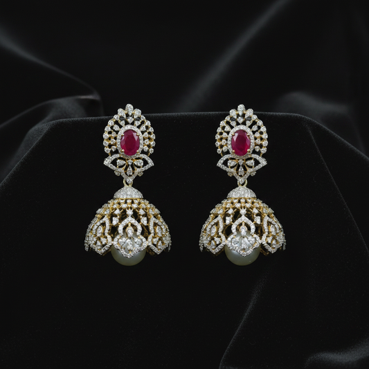 Polki Studs Polki Earrings Cocktail Earrings Diamond Studs Diamond Earrings Simple Studs Pearl Studs 925 Silver Earrings Silver Jewelry - SHABURIS