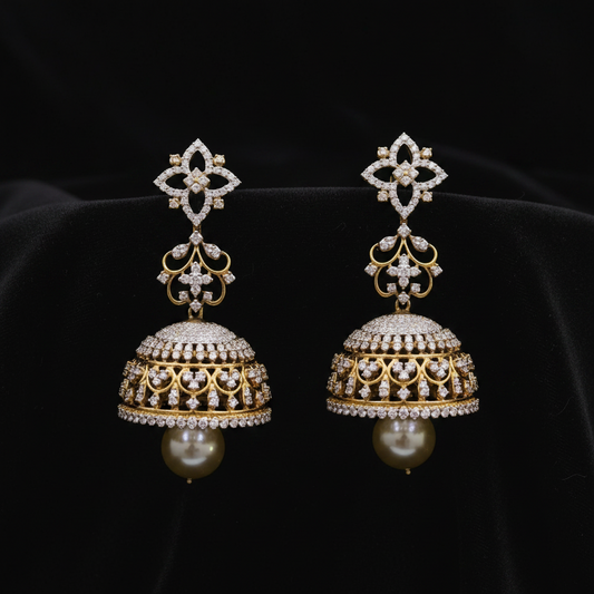 Polki Studs Polki Earrings Cocktail Earrings Diamond Studs Diamond Earrings Simple Studs Pearl Studs 925 Silver Earrings Silver Jewelry - SHABURIS