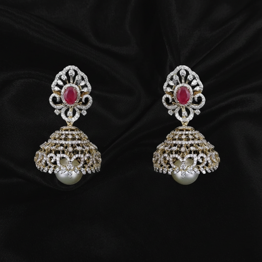 Polki Studs Polki Earrings Cocktail Earrings Diamond Studs Diamond Earrings Simple Studs Pearl Studs 925 Silver Earrings Silver Jewelry - SHABURIS