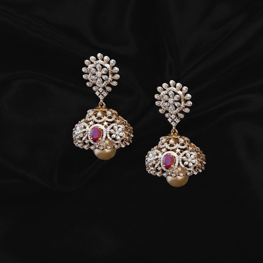 Polki Studs Polki Earrings Cocktail Earrings Diamond Studs Diamond Earrings Simple Studs Pearl Studs 925 Silver Earrings Silver Jewelry - SHABURIS