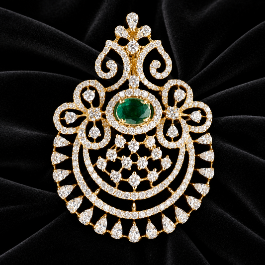 Pure Silver jewelry Indian ,Swarovski pendent,Big Indian pendent,Indian Bridal,Indian Wedding Jewelry,pure Silver jewelry-NIHIRA-SHABURIS