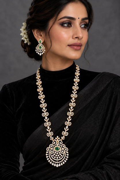 Pure Silver jewelry Indian ,Swarovski pendent,Big Indian pendent,Indian Bridal,Indian Wedding Jewelry,pure Silver jewelry-NIHIRA-SHABURIS