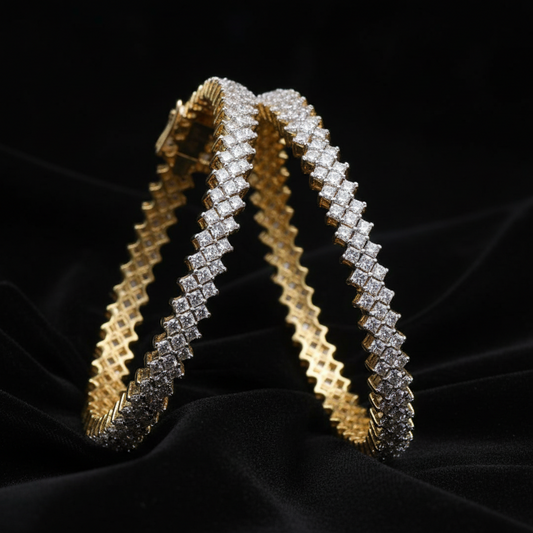 Diamond bangle Pure Silver jewelry Indian ,diamond bangles ,Indian gold jewelry designs diamond jewelry look a like  - SHABURIS