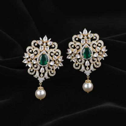 Polki Studs Polki Earrings Cocktail Earrings Diamond Studs Diamond Earrings Simple Studs Pearl Studs 925 Silver Earrings Silver Jewelry - SHABURIS