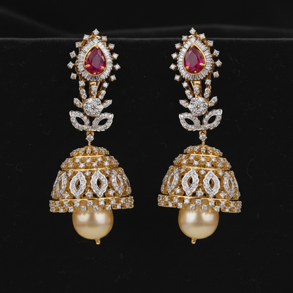 Polki Studs Polki Earrings Cocktail Earrings Diamond Studs Diamond Earrings Simple Studs Pearl Studs 925 Silver Earrings Silver Jewelry - SHABURIS