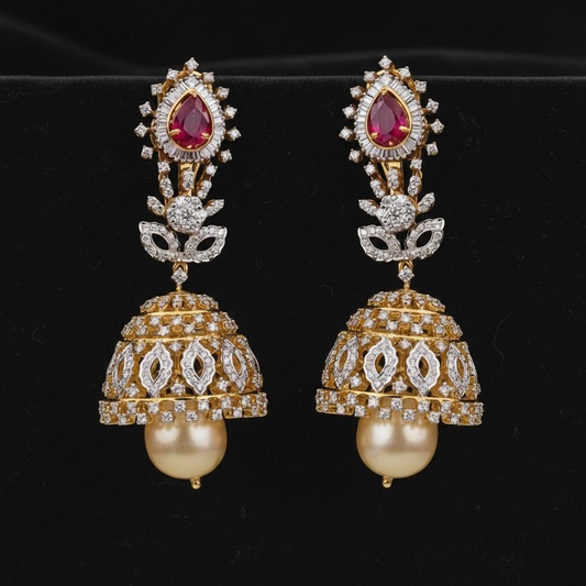 Polki Studs Polki Earrings Cocktail Earrings Diamond Studs Diamond Earrings Simple Studs Pearl Studs 925 Silver Earrings Silver Jewelry - SHABURIS