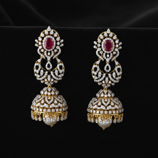Polki Studs Polki Earrings Cocktail Earrings Diamond Studs Diamond Earrings Simple Studs Pearl Studs 925 Silver Earrings Silver Jewelry - SHABURIS