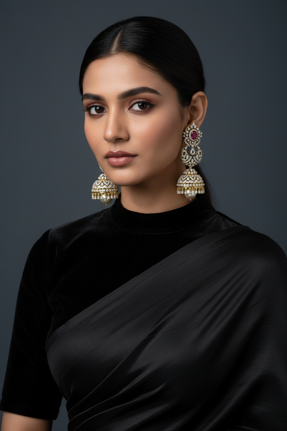 Polki Studs Polki Earrings Cocktail Earrings Diamond Studs Diamond Earrings Simple Studs Pearl Studs 925 Silver Earrings Silver Jewelry - SHABURIS