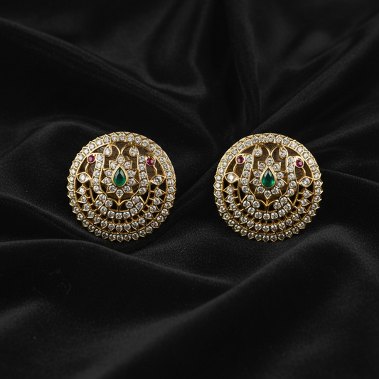 Polki Studs Polki Earrings Cocktail Earrings Diamond Studs Diamond Earrings Simple Studs Pearl Studs 925 Silver Earrings Silver Jewelry - SHABURIS