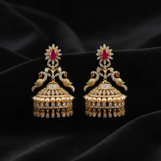 Polki Studs Polki Earrings Cocktail Earrings Diamond Studs Diamond Earrings Simple Studs Pearl Studs 925 Silver Earrings Silver Jewelry - SHABURIS