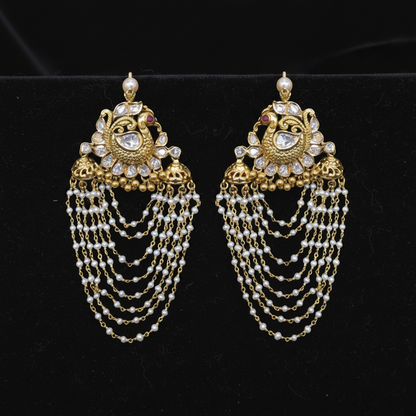 Polki Studs Polki Earrings Cocktail Earrings Diamond Studs Diamond Earrings Simple Studs Pearl Studs 925 Silver Earrings Silver Jewelry - SHABURIS