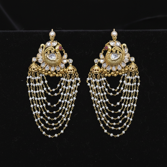 Polki Studs Polki Earrings Cocktail Earrings Diamond Studs Diamond Earrings Simple Studs Pearl Studs 925 Silver Earrings Silver Jewelry - SHABURIS