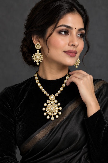 Polki pendant,Latest Indian Jewelry,South Indian Jewelry,Pure silver jewelry,south sea pearl,diamond pendent,diamond studs-SHABURIS