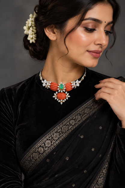Swarovski Diamond pendant Pure Silver jewelry Indian ,diamond Necklace,Indian Necklace,Indian Bridal,Indian Wedding Jewelry-SHABURIS