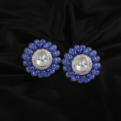Polki Studs Polki Earrings Cocktail Earrings Diamond Studs Diamond Earrings Simple Studs Pearl Studs 925 Silver Earrings Silver Jewelry - SHABURIS