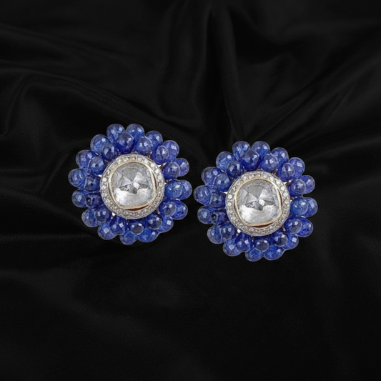 Polki Studs Polki Earrings Cocktail Earrings Diamond Studs Diamond Earrings Simple Studs Pearl Studs 925 Silver Earrings Silver Jewelry - SHABURIS