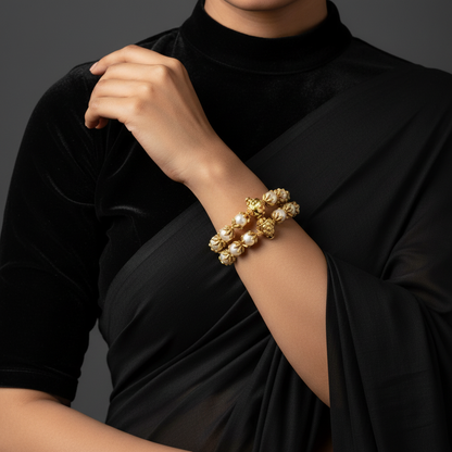 Pearl bangle,polki diamond bangle,Pure silver south sea pearl bangle Indian bangle ,statement jewelry,pendent ,Moissanite-NIHIRA-SHABURIS