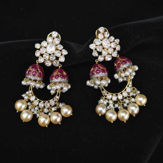 Polki Studs Polki Earrings Cocktail Earrings Diamond Studs Diamond Earrings Simple Studs Pearl Studs 925 Silver Earrings Silver Jewelry - SHABURIS