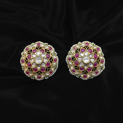 Polki Studs Polki Earrings Cocktail Earrings Diamond Studs Diamond Earrings Simple Studs Pearl Studs 925 Silver Earrings Silver Jewelry - SHABURIS