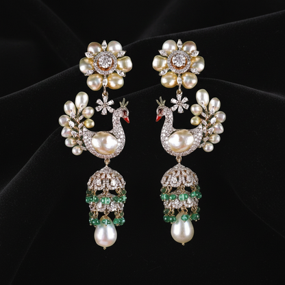 Polki Studs Polki Earrings Cocktail Earrings Diamond Studs Diamond Earrings Simple Studs Pearl Studs 925 Silver Earrings Silver Jewelry - SHABURIS