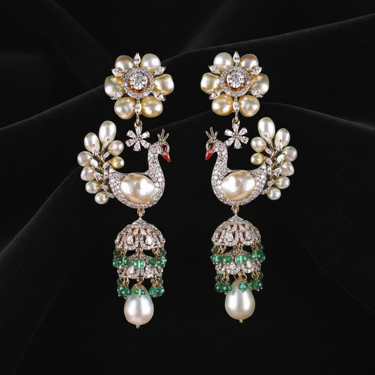Polki Studs Polki Earrings Cocktail Earrings Diamond Studs Diamond Earrings Simple Studs Pearl Studs 925 Silver Earrings Silver Jewelry - SHABURIS