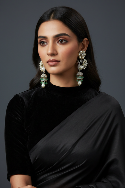 Polki Studs Polki Earrings Cocktail Earrings Diamond Studs Diamond Earrings Simple Studs Pearl Studs 925 Silver Earrings Silver Jewelry - SHABURIS