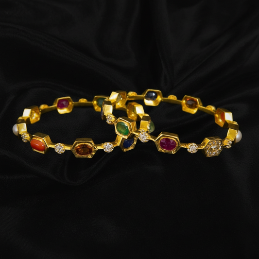 Latest Indian Jewelry,Pure Silver Jewellery Indian ,bangles,navaratan bangles,Indian Bridal,Indian Wedding Jewelry-NIHIRA-SHABURIS