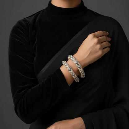 Diamond Bangles,South Indian Jewelry,silver indian Bangles,pure silver Swaroski Bangles,Indian Wedding Jewelry -NIHIRA-SHABURIS0