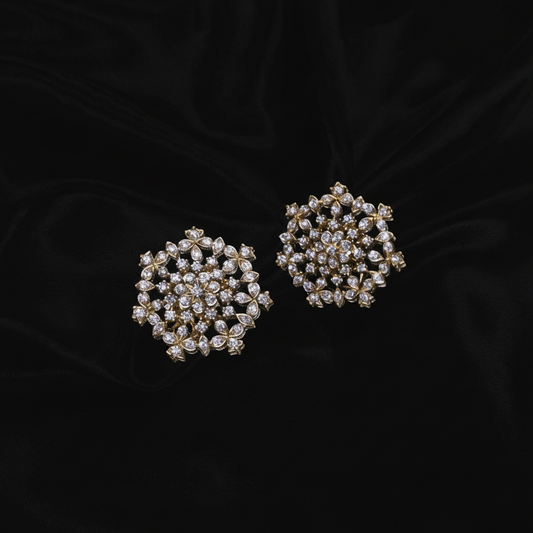 Polki Studs Polki Earrings Cocktail Earrings Diamond Studs Diamond Earrings Simple Studs Pearl Studs 925 Silver Earrings Silver Jewelry - SHABURIS
