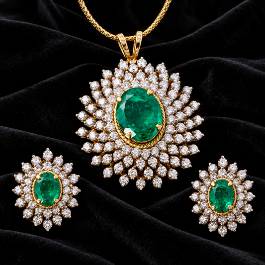 Diamond Pendant indian,South Indian jewelry,Pure silver diamond pendent,swarovski Pendent,Indian Wedding Jewelry -NIHIRA-SHABURIS