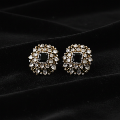 Polki Studs Polki Earrings Cocktail Earrings Diamond Studs Diamond Earrings Simple Studs Pearl Studs 925 Silver Earrings Silver Jewelry - SHABURIS